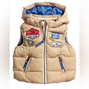 H&M Boys Patched Tan Padded Gillet Size 4-6 Months